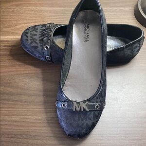 Michael Kors Black Flats with Metallic Emblem